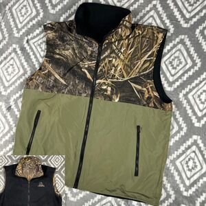 Mossy Oak Ducks Unlimited Sz XL Fleece Reversible Vest Shadow Grass Habitat Camo